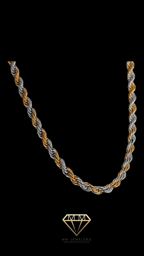 4mm two tone rope chain gold and silver